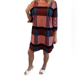 Uncle Frank Dress Plaid 3/4 Sleeve Size Medium